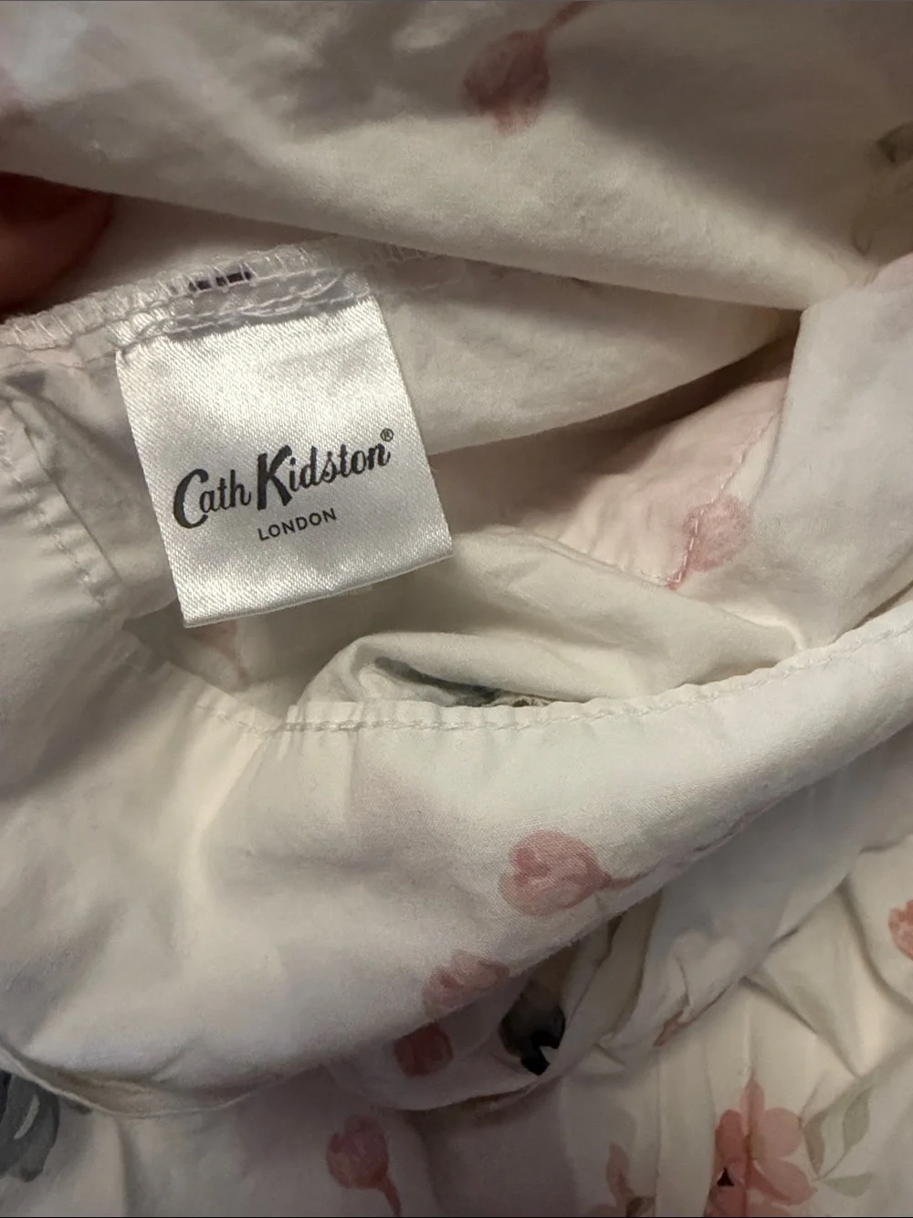 Cath Kidston White Floral Bedding Sheet with Pink and Gray Blooms